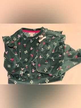 Cat & Jack Forest Green Floral Fleece Pullover